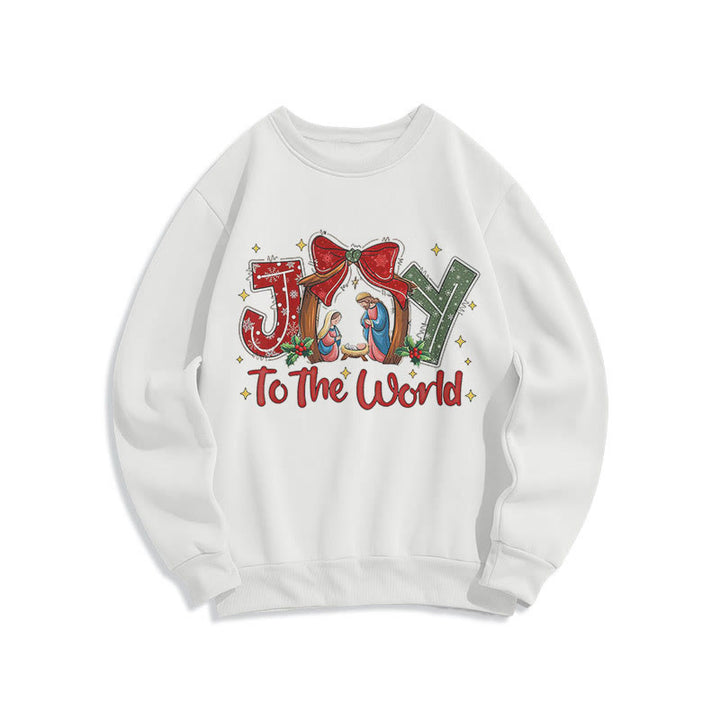 Christianartworkshop Farbiger Stil „Joy To The World“-Krippenszene, Polyester-Sweatshirt mit Fleecefutter