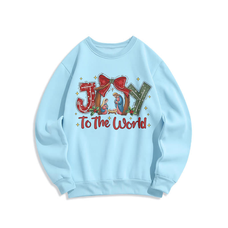 Christianartworkshop Farbiger Stil „Joy To The World“-Krippenszene, Polyester-Sweatshirt mit Fleecefutter