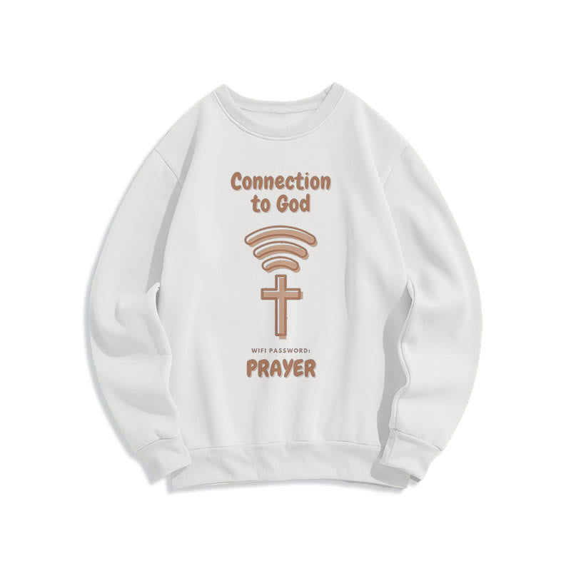 Christianartworkshop Moderner Stil Gebetsverbindung zu Gott Polyester-Sweatshirt mit Fleecefutter - Weiß - 2XL - image 10