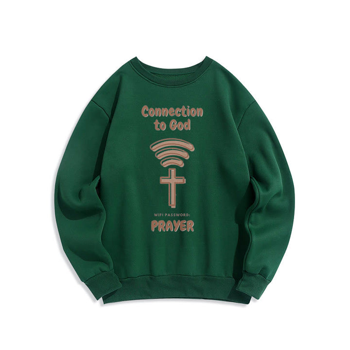 Christianartworkshop Moderner Stil Gebetsverbindung zu Gott Polyester-Sweatshirt mit Fleecefutter - Grün - 2XL - image 0