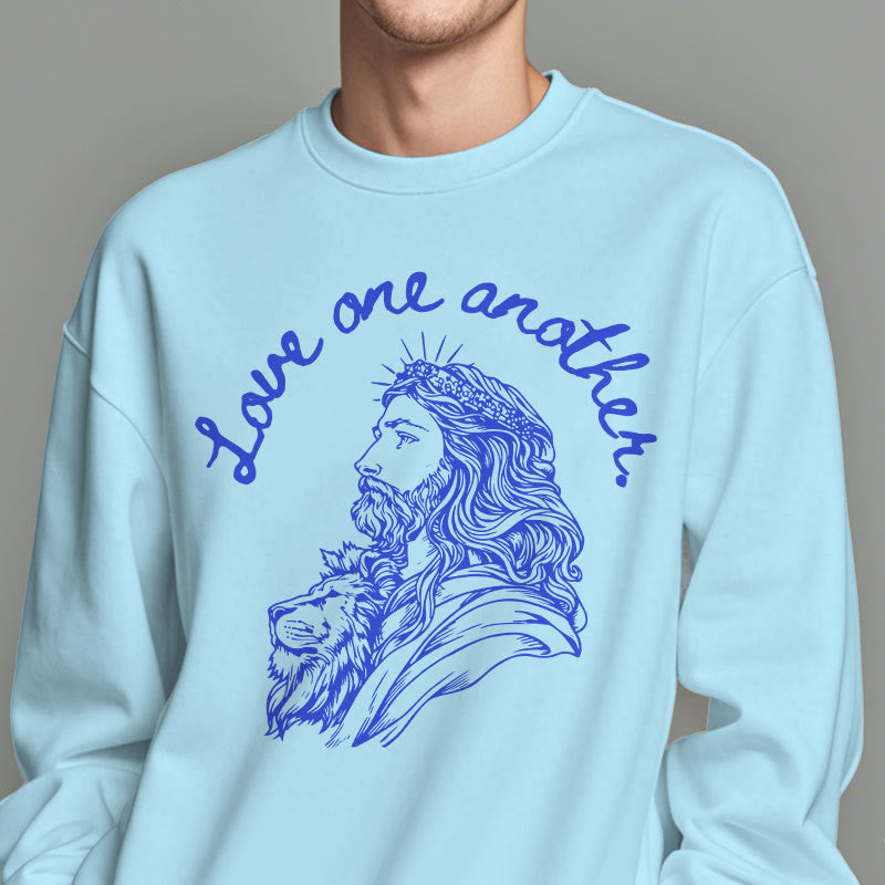 Christianartworkshop Klassischer Stil Love One Another Jesus Polyester-Sweatshirt mit Fleecefutter