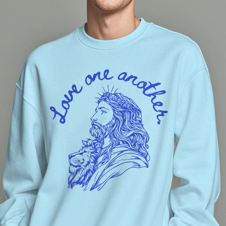 Christianartworkshop Klassischer Stil Love One Another Jesus Polyester-Sweatshirt mit Fleecefutter