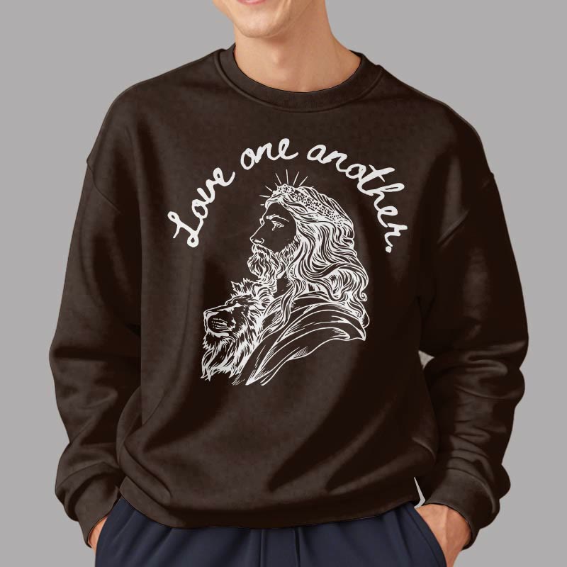 Christianartworkshop Klassischer Stil Love One Another Jesus Polyester-Sweatshirt mit Fleecefutter