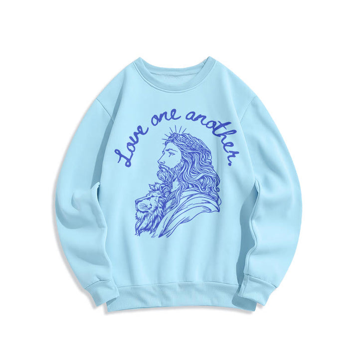 Christianartworkshop Klassischer Stil Love One Another Jesus Polyester-Sweatshirt mit Fleecefutter