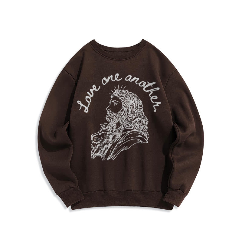 Christianartworkshop Klassischer Stil Love One Another Jesus Polyester-Sweatshirt mit Fleecefutter