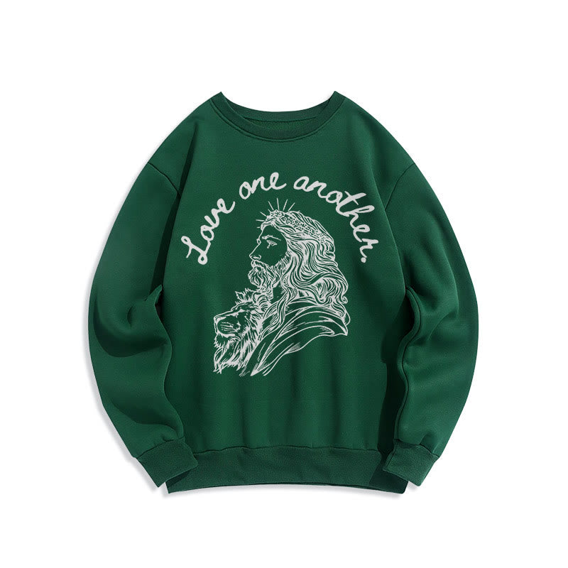 Christianartworkshop Klassischer Stil Love One Another Jesus Polyester-Sweatshirt mit Fleecefutter