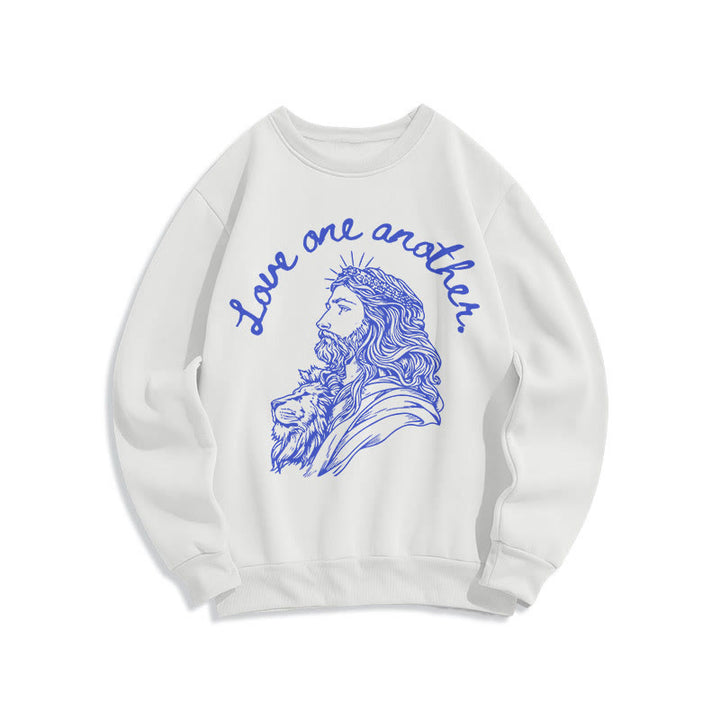 Christianartworkshop Klassischer Stil Love One Another Jesus Polyester-Sweatshirt mit Fleecefutter
