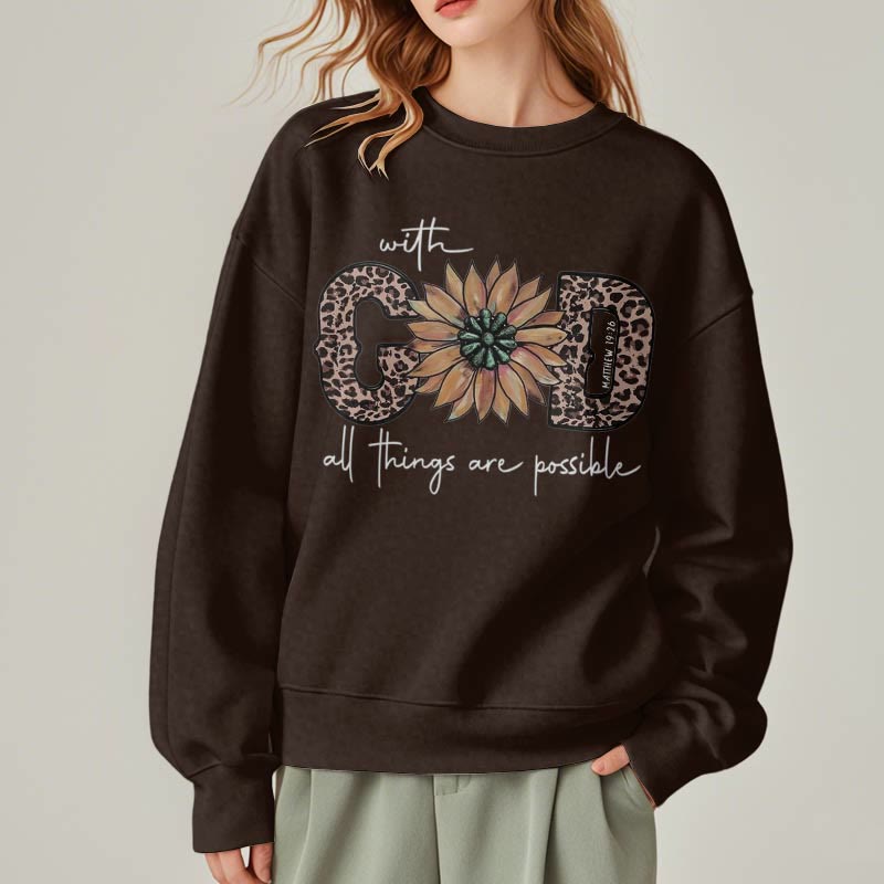 Christianartworkshop Zitat-Stil Mit Gott sind alle Dinge möglich Fleece-gefüttertes Polyester-Sweatshirt
