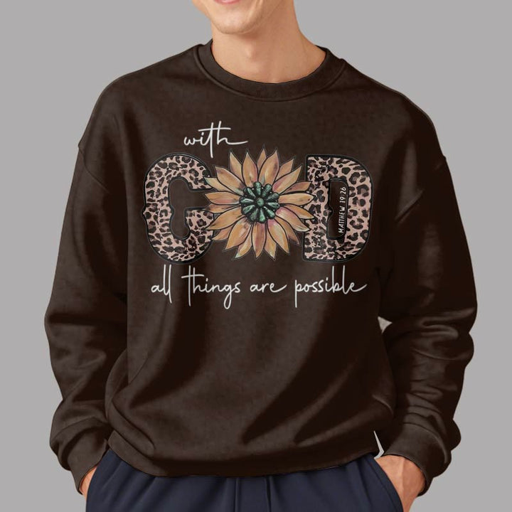 Christianartworkshop Zitat-Stil Mit Gott sind alle Dinge möglich Fleece-gefüttertes Polyester-Sweatshirt