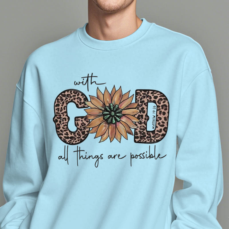 Christianartworkshop Zitat-Stil Mit Gott sind alle Dinge möglich Fleece-gefüttertes Polyester-Sweatshirt - image 1