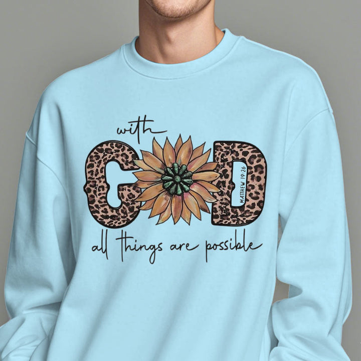 Christianartworkshop Zitat-Stil Mit Gott sind alle Dinge möglich Fleece-gefüttertes Polyester-Sweatshirt - image 1