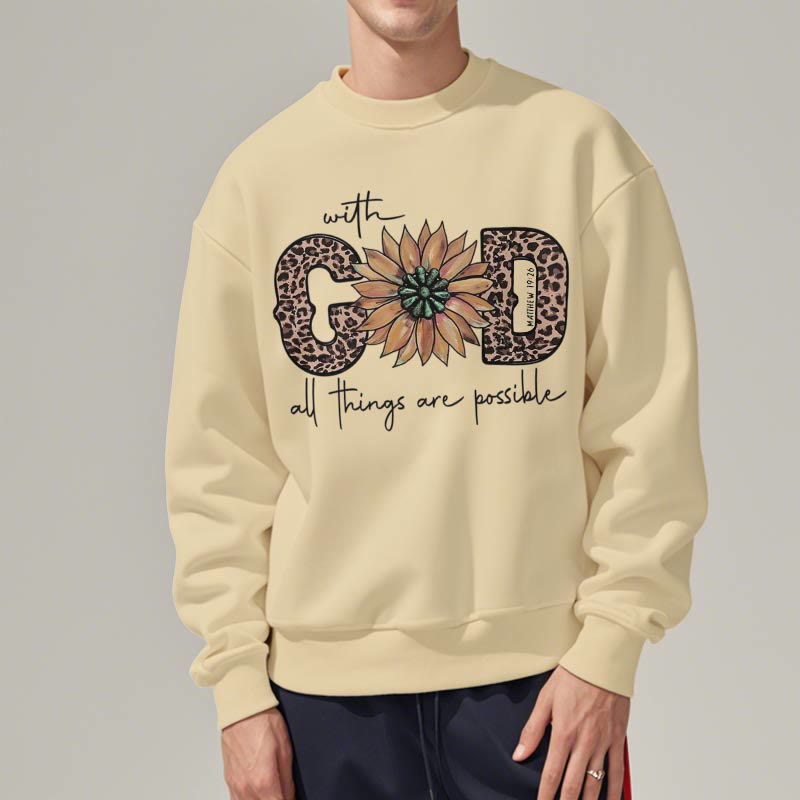 Christianartworkshop Zitat-Stil Mit Gott sind alle Dinge möglich Fleece-gefüttertes Polyester-Sweatshirt