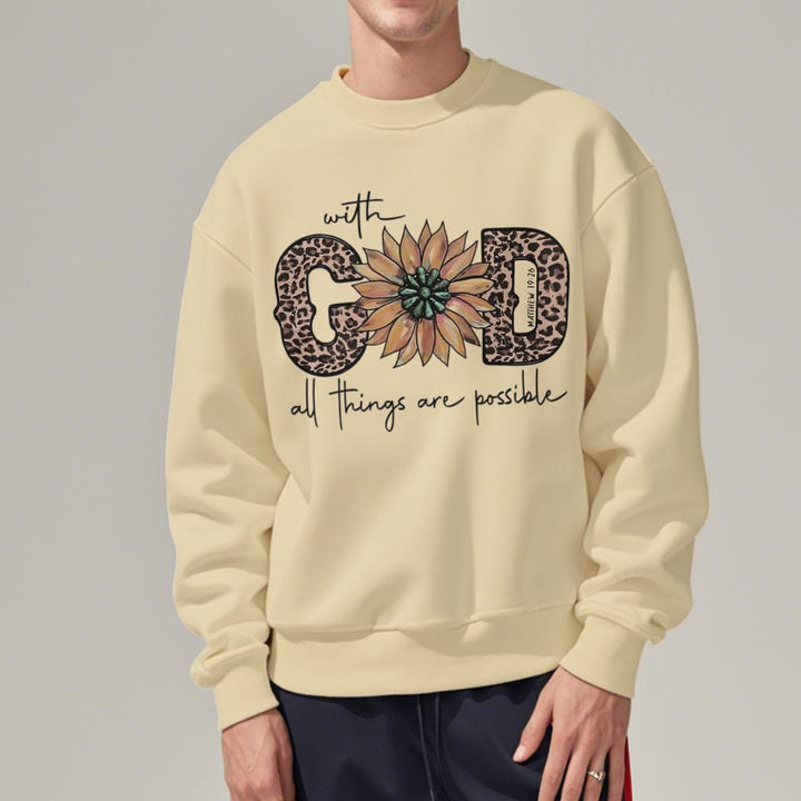 Christianartworkshop Zitat-Stil Mit Gott sind alle Dinge möglich Fleece-gefüttertes Polyester-Sweatshirt