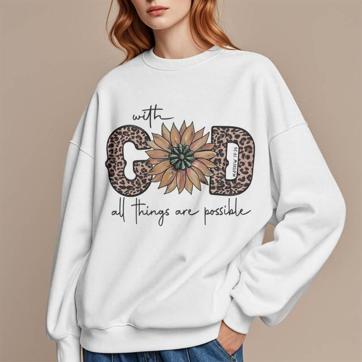 Christianartworkshop Zitat-Stil Mit Gott sind alle Dinge möglich Fleece-gefüttertes Polyester-Sweatshirt