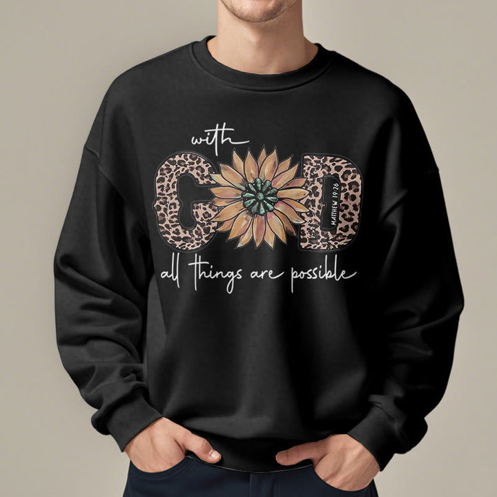 Christianartworkshop Zitat-Stil Mit Gott sind alle Dinge möglich Fleece-gefüttertes Polyester-Sweatshirt