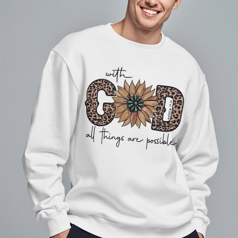 Christianartworkshop Zitat-Stil Mit Gott sind alle Dinge möglich Fleece-gefüttertes Polyester-Sweatshirt