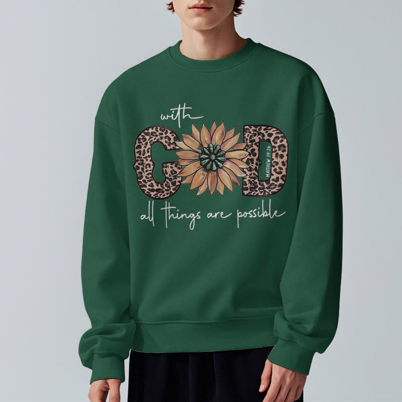 Christianartworkshop Zitat-Stil Mit Gott sind alle Dinge möglich Fleece-gefüttertes Polyester-Sweatshirt