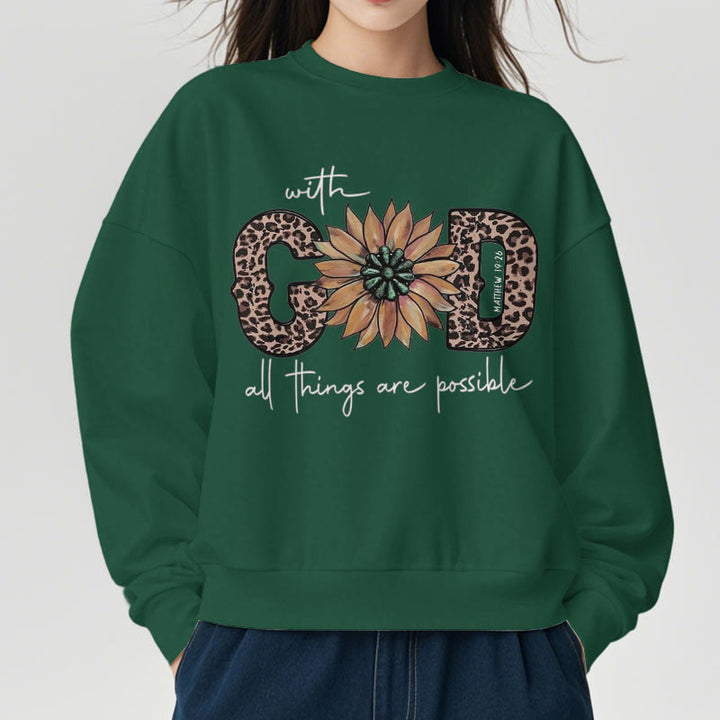 Christianartworkshop Zitat-Stil Mit Gott sind alle Dinge möglich Fleece-gefüttertes Polyester-Sweatshirt