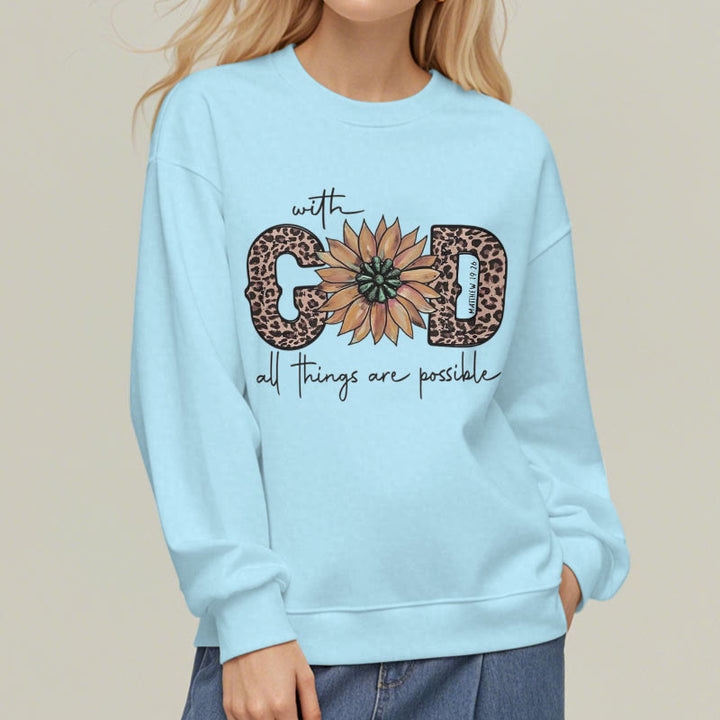 Christianartworkshop Zitat-Stil Mit Gott ist alles möglich Fleecegefüttertes Polyester-Sweatshirt - image 2