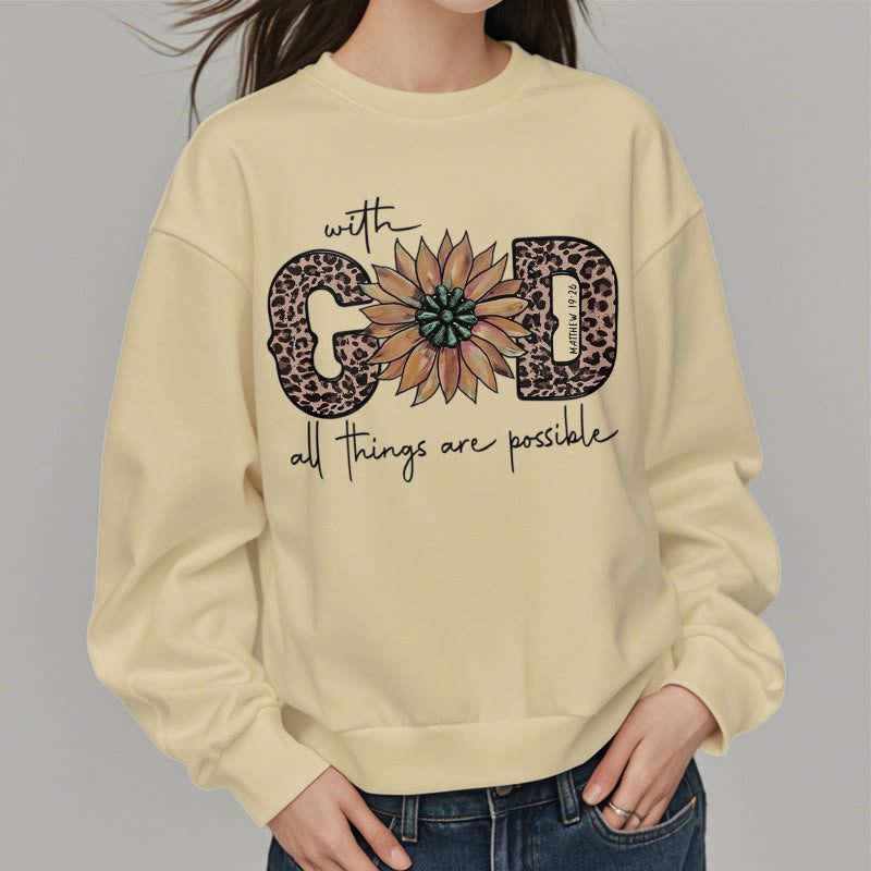 Christianartworkshop Zitat-Stil Mit Gott sind alle Dinge möglich Fleece-gefüttertes Polyester-Sweatshirt