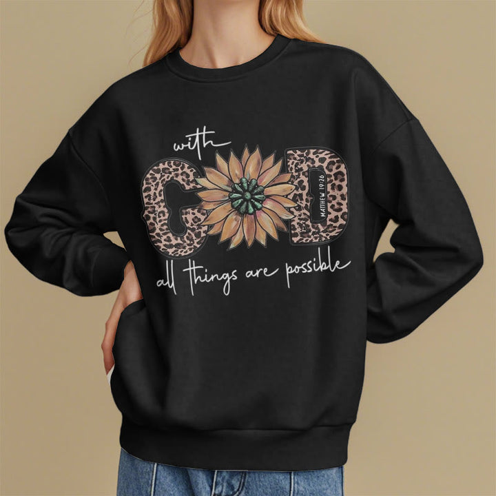 Christianartworkshop Zitat-Stil Mit Gott sind alle Dinge möglich Fleece-gefüttertes Polyester-Sweatshirt
