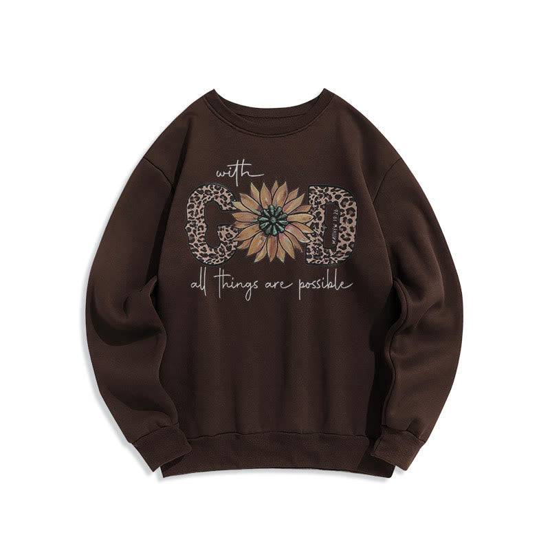 Christianartworkshop Zitat-Stil Mit Gott ist alles möglich Fleecegefüttertes Polyester-Sweatshirt - Braun - 2XL - image 20