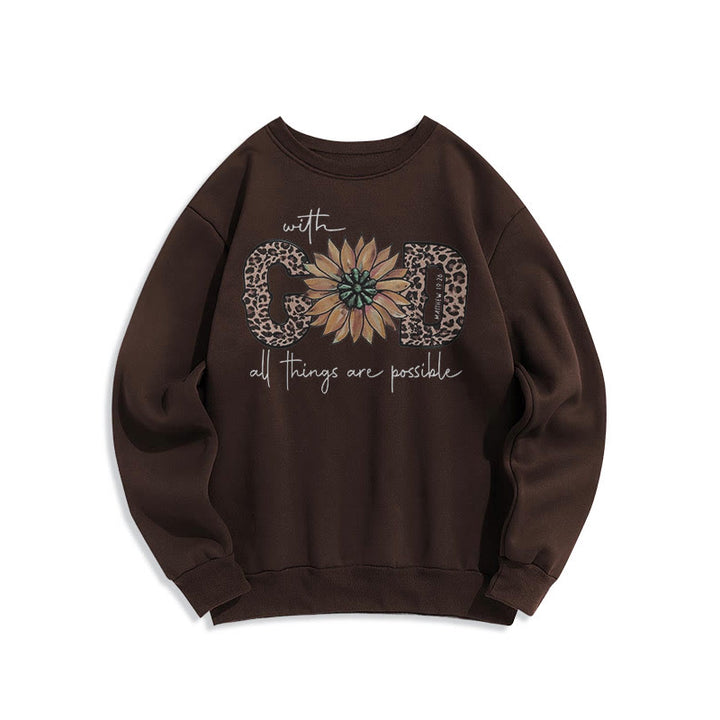 Christianartworkshop Zitat-Stil Mit Gott ist alles möglich Fleecegefüttertes Polyester-Sweatshirt - Braun - 2XL - image 20
