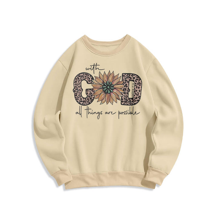 Christianartworkshop Zitat-Stil Mit Gott sind alle Dinge möglich Fleece-gefüttertes Polyester-Sweatshirt - Beige - 2XL - image 15