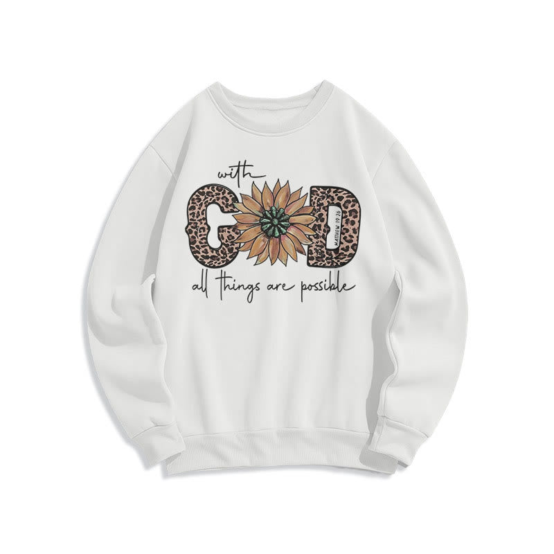 Christianartworkshop Zitat-Stil Mit Gott ist alles möglich Fleecegefüttertes Polyester-Sweatshirt - Weiß - 2XL - image 10