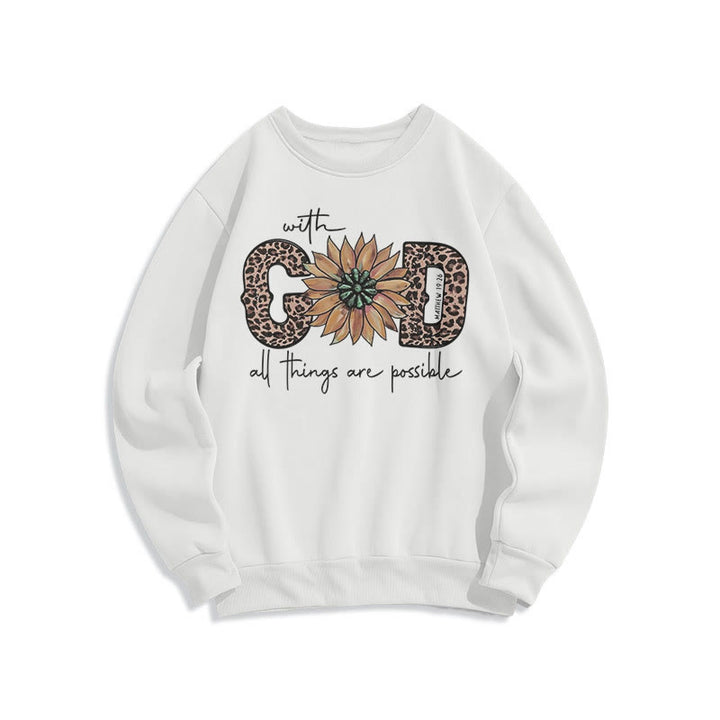 Christianartworkshop Zitat-Stil Mit Gott ist alles möglich Fleecegefüttertes Polyester-Sweatshirt - Weiß - 2XL - image 10