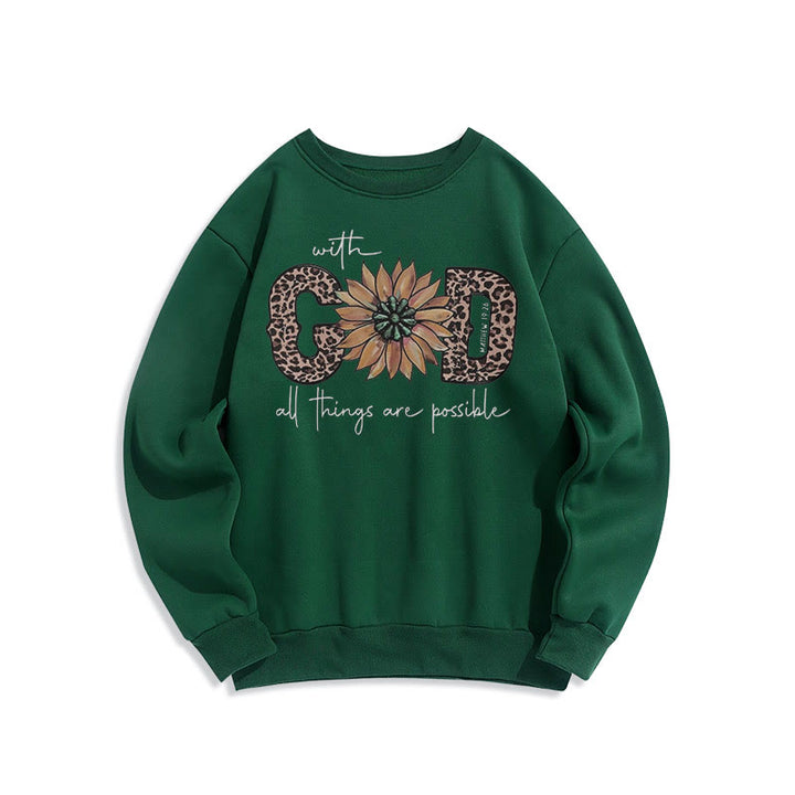 Christianartworkshop Zitat-Stil Mit Gott ist alles möglich Fleecegefüttertes Polyester-Sweatshirt - Grün - 2XL - image 25