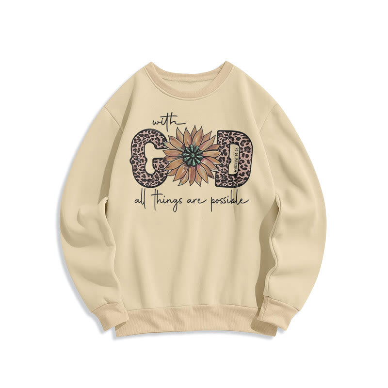 Christianartworkshop Zitat-Stil Mit Gott ist alles möglich Fleecegefüttertes Polyester-Sweatshirt - Beige - 2XL - image 15