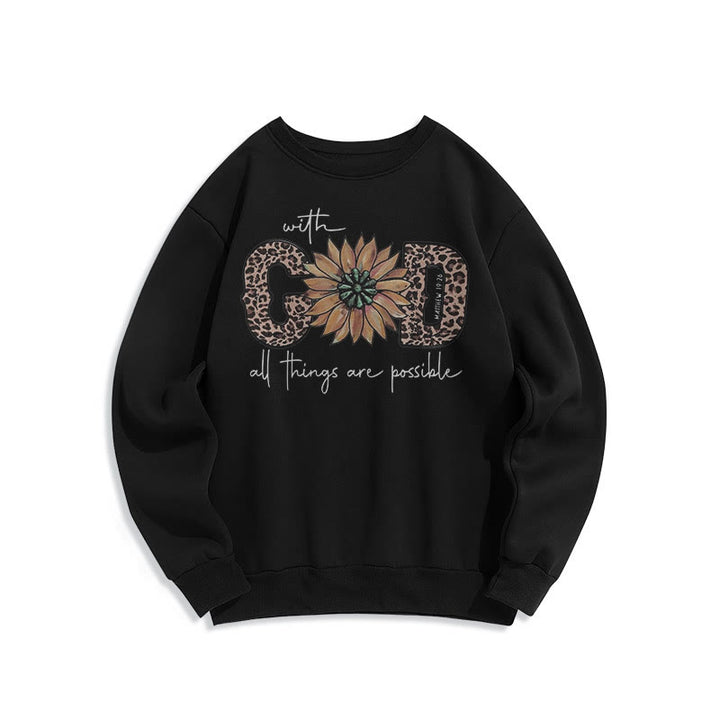 Christianartworkshop Zitat-Stil Mit Gott ist alles möglich Fleecegefüttertes Polyester-Sweatshirt - Schwarz - 2XL - image 5