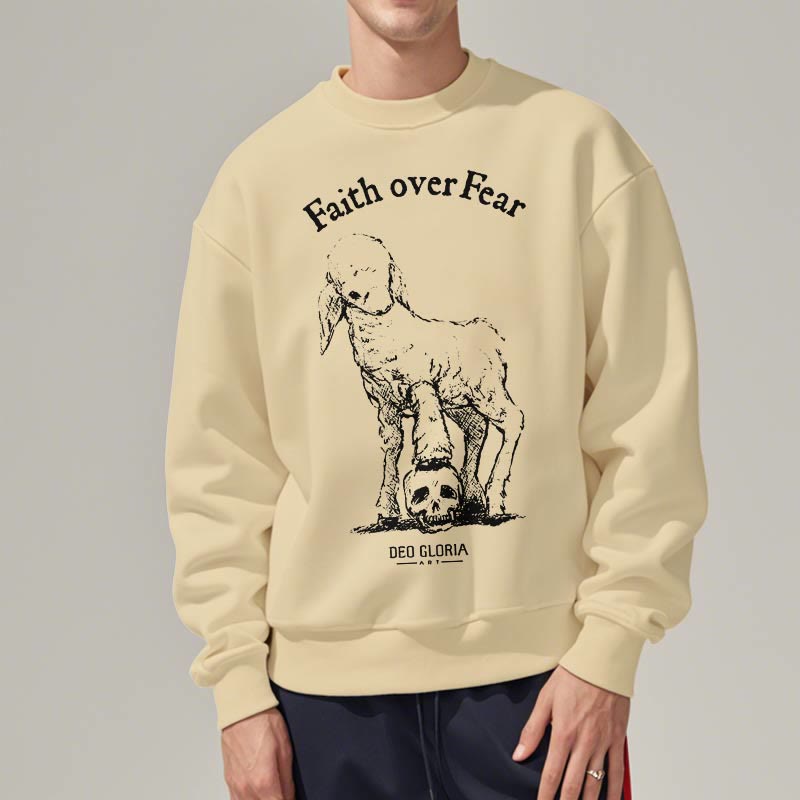 Christianartworkshop Zitat-Stil Glaube über Angst Lamm Fleece gefüttert Polyester Sweatshirt