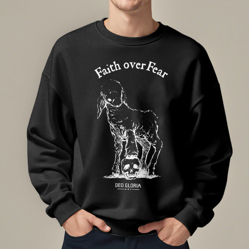 Christianartworkshop Zitat-Stil Glaube statt Angst Lammfleece-gefüttertes Polyester-Sweatshirt - image 8