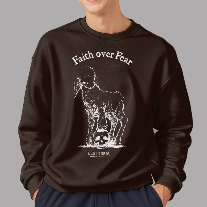 Christianartworkshop Zitat-Stil Glaube statt Angst Lammfleece-gefüttertes Polyester-Sweatshirt - image 17