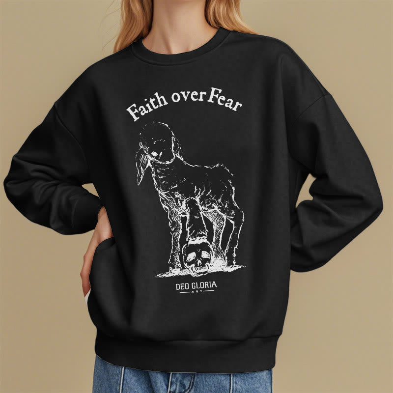 Christianartworkshop Zitat-Stil Glaube statt Angst Lammfleece-gefüttertes Polyester-Sweatshirt - image 7