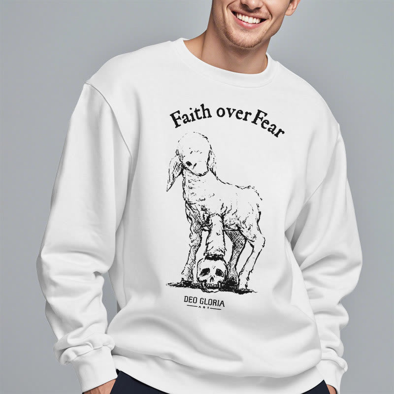 Christianartworkshop Zitat-Stil Glaube über Angst Lamm Fleece gefüttert Polyester Sweatshirt - image 2