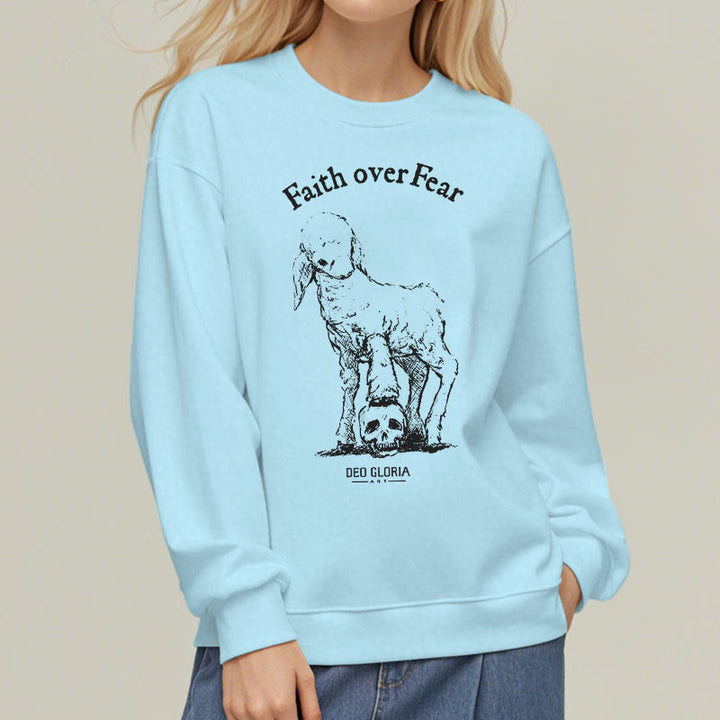 Christianartworkshop Zitat-Stil Glaube über Angst Lamm Fleece gefüttert Polyester Sweatshirt