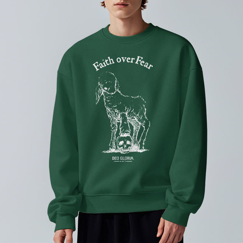 Christianartworkshop Zitat-Stil Glaube über Angst Lamm Fleece gefüttert Polyester Sweatshirt