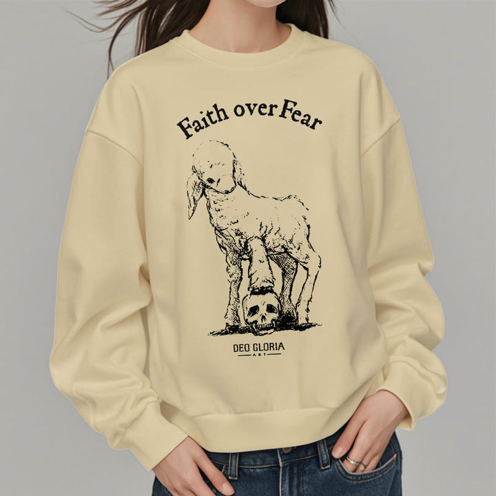 Christianartworkshop Zitat-Stil Glaube über Angst Lamm Fleece gefüttert Polyester Sweatshirt