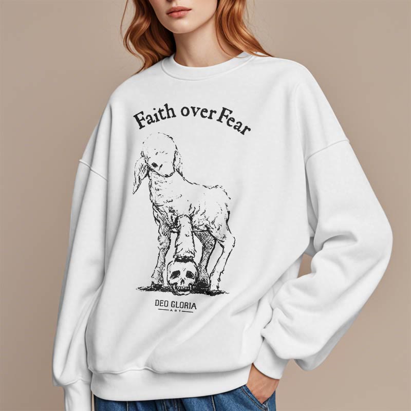 Christianartworkshop Zitat-Stil Glaube statt Angst Lammfleece-gefüttertes Polyester-Sweatshirt - image 1