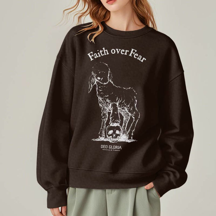 Christianartworkshop Zitat-Stil Glaube über Angst Lamm Fleece gefüttert Polyester Sweatshirt - image 18
