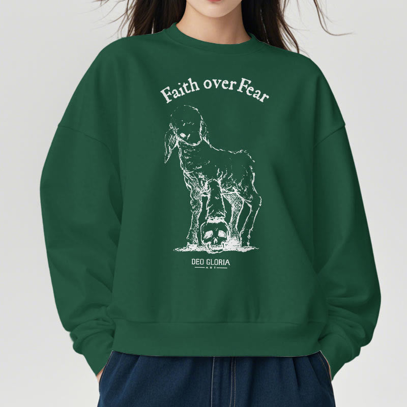 Christianartworkshop Zitat-Stil Glaube über Angst Lamm Fleece gefüttert Polyester Sweatshirt
