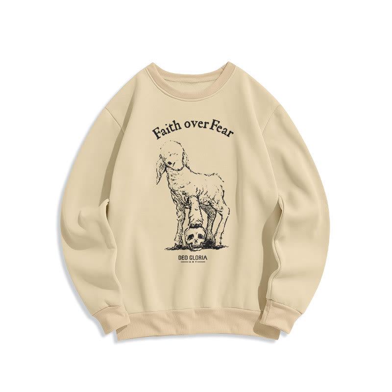 Christianartworkshop Zitat-Stil Glaube über Angst Lamm Fleece gefüttert Polyester Sweatshirt - Beige - 2XL - image 10