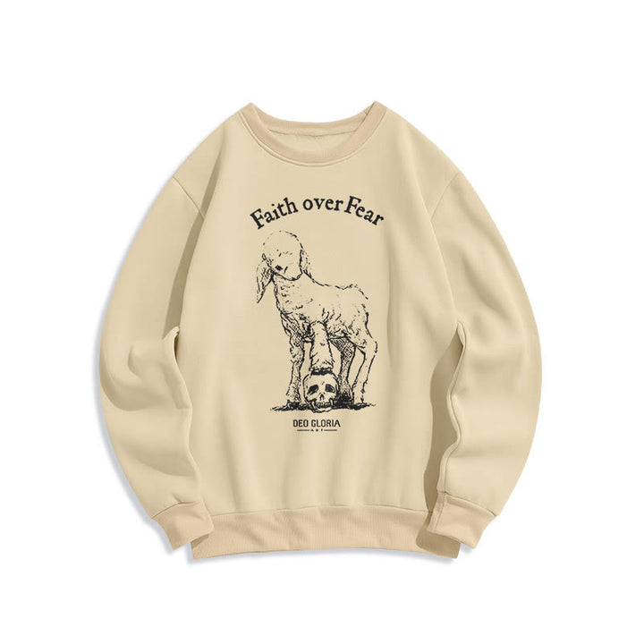 Christianartworkshop Zitat-Stil Glaube über Angst Lamm Fleece gefüttert Polyester Sweatshirt - Beige - 2XL - image 10