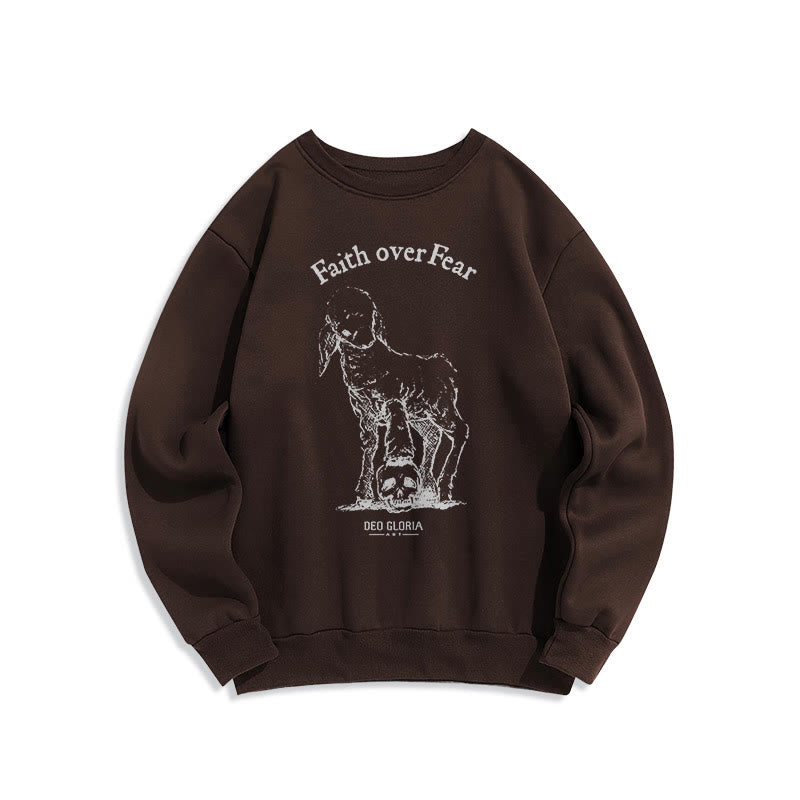 Christianartworkshop Zitat-Stil Glaube statt Angst Lammfleece-gefüttertes Polyester-Sweatshirt - Braun - 2XL - image 15