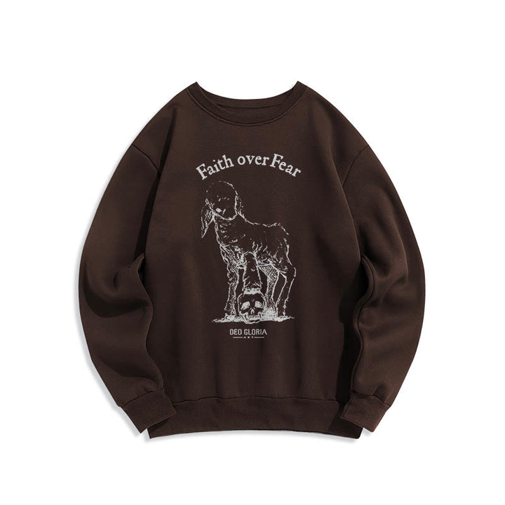 Christianartworkshop Zitat-Stil Glaube statt Angst Lammfleece-gefüttertes Polyester-Sweatshirt - Braun - 2XL - image 15