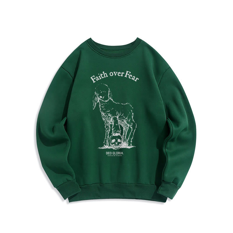 Christianartworkshop Zitat-Stil Glaube über Angst Lamm Fleece gefüttert Polyester Sweatshirt