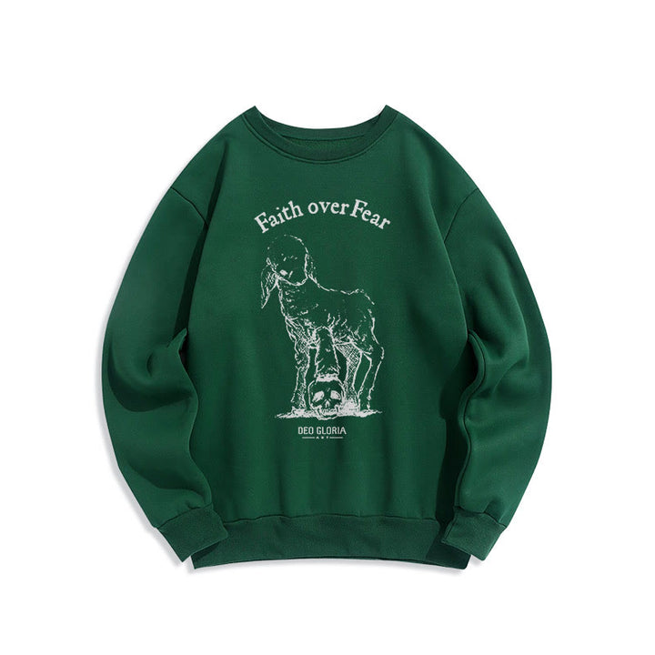 Christianartworkshop Zitat-Stil Glaube über Angst Lamm Fleece gefüttert Polyester Sweatshirt
